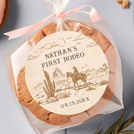 Western Vintage Rodeo Birthday Sticker ラウンドシール