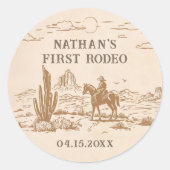 Western Vintage Rodeo Birthday Sticker ラウンドシール (正面)