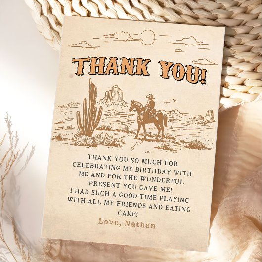 Western Vintage Rodeo Cowboy サンキューカード
