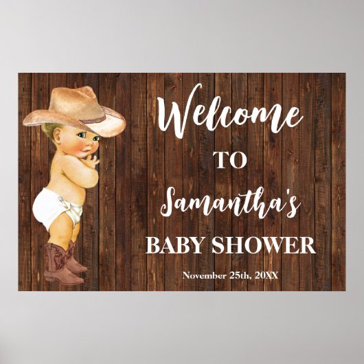 Western Welcome Little Cowboy Baby Shower ポスター (正面)