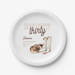 Western White Dirty Thirty 30th Birthday Party ペーパープレート