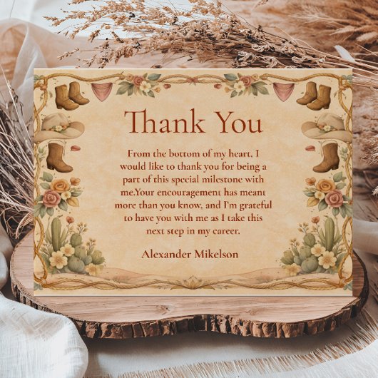 Western Wildflower Party Graduation サンキューカード