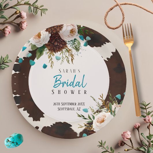 Western Wildflowers Rustic Boho ペーパープレート