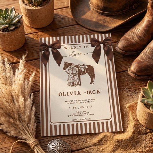 Western Wildly in love Hand Drawn Wedding 招待状