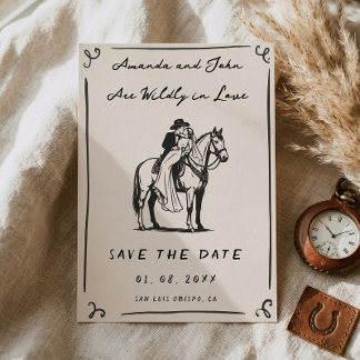 Western Wildly in Love Rustic Save the Date 招待状