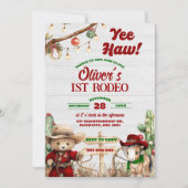 Western Yeehaw Christmas Red Cowboy Rodeo Birthday 招待状 (正面)