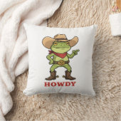 Western Yeehaw Frog Howdy Frog Funny Cowboy Meme クッション (ブランケット)