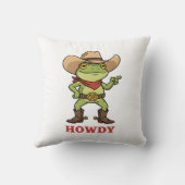 Western Yeehaw Frog Howdy Frog Funny Cowboy Meme クッション (裏面)