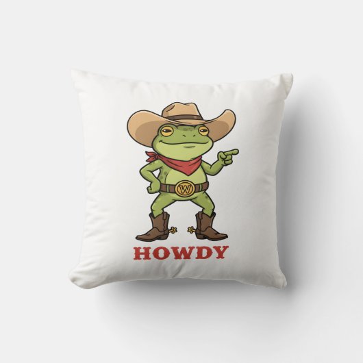 Western Yeehaw Frog Howdy Frog Funny Cowboy Meme クッション (正面)