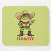 Western Yeehaw Frog Howdy Frog Funny Cowboy Meme マウスパッド (正面)