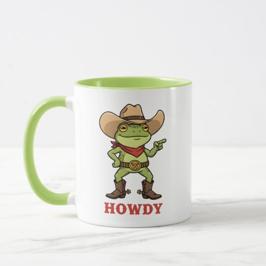 Western Yeehaw Frog Howdy Frog Funny Cowboy Meme マグカップ (左)