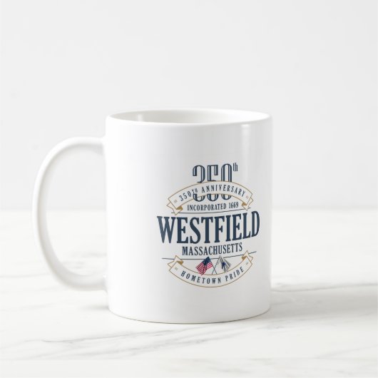 Westfieldの固まり。、350th記念日のコーヒー・マグ コーヒーマグカップ (左)