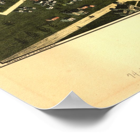 Westfield Massachusetts 1875 Antique Panoramic Map ポスター (角)