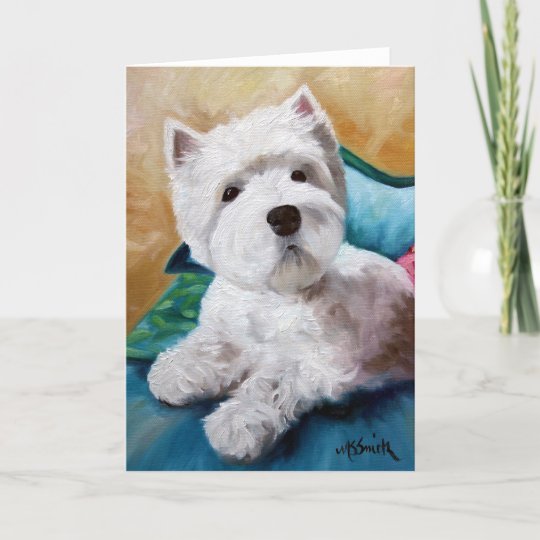 Westie西の高地テリア犬の子犬の芸術 カード Zazzle Co Jp