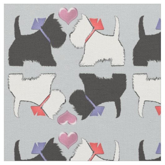 Westieおよびスコッチテリア犬の芸術の生地 ファブリック (クローズアップ)