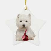 Westieおよび赤いキャンデーキス セラミックオーナメント (裏面)