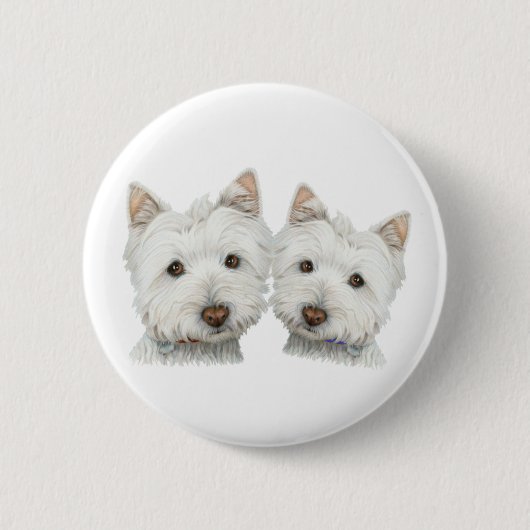 Westieかわいい犬 缶バッジ (正面)