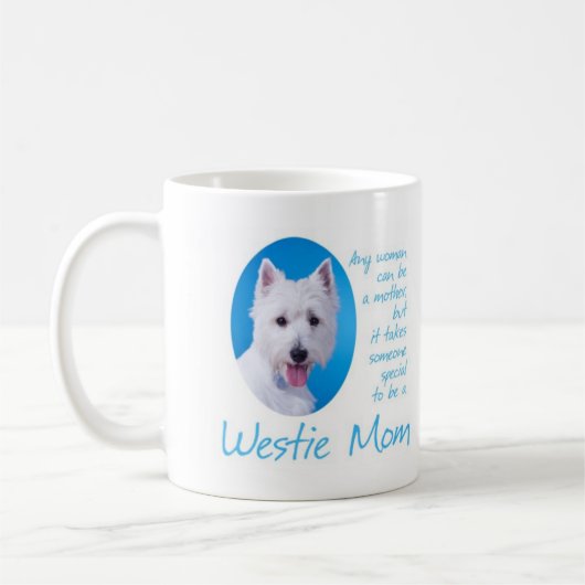 Westieのお母さんのマグ コーヒーマグカップ (左)
