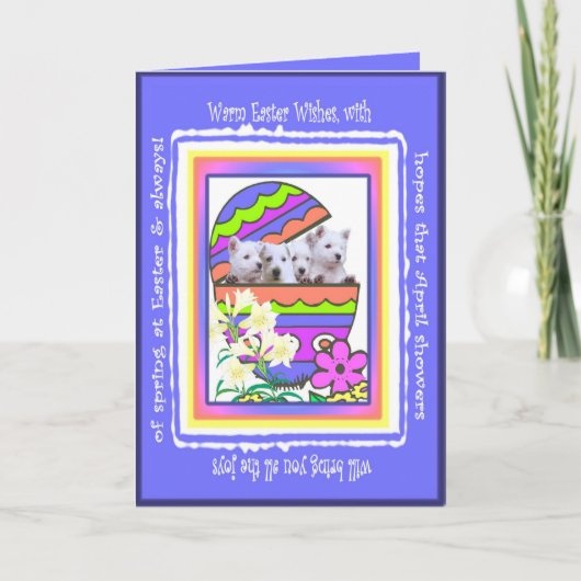 Westieのかわいいハッピーイースターはカードを望みます シーズンカード (正面)