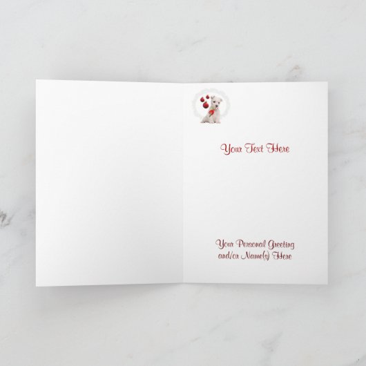 Westieのすばらしいクリスマスは3つを望みます-それをカスタマイズ シーズンカード (内部)