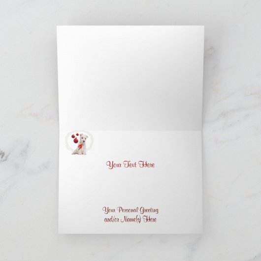 Westieのすばらしいクリスマスは4つを望みます-それをカスタマイズ シーズンカード (内部)