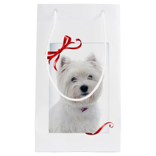 Westieのクリスマスのギフトバッグ スモールペーパーバッグ (正面)