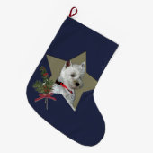 WESTIEのクリスマスの星 ラージクリスマスストッキング (正面 (吊り時))