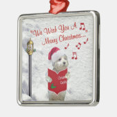 Westieのクリスマスの願いのオーナメント メタルオーナメント (左)