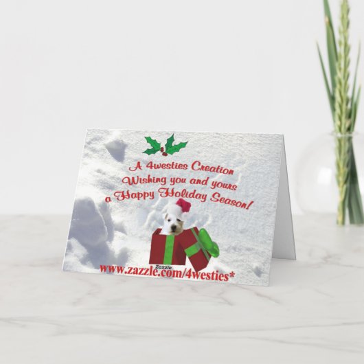 Westieのクリスマスは挨拶状を抱き締め、接吻します シーズンカード (裏面)