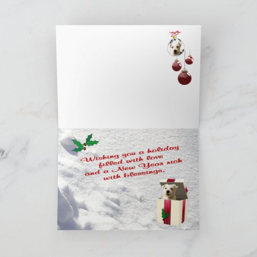Westieのクリスマスは挨拶状を抱き締め、接吻します シーズンカード (内部)