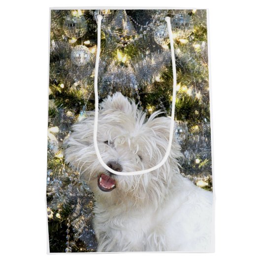 Westieのクリスマス ミディアムペーパーバッグ (裏面)