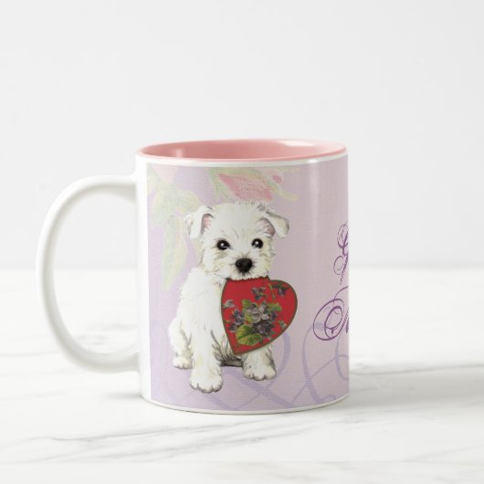 Westieのハートのお母さん ツートーンマグカップ (左)