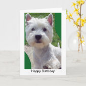 Westieのバースデー・カードの挨拶状の足「Hello カード (黄色い花)