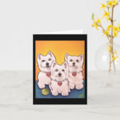 Westieの挨拶状 カード (黄色い花)