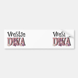 Westieの花型女性歌手 バンパーステッカー