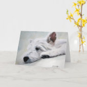 Westieの西の高地テリアは天使カードを好みます カード (黄色い花)