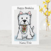 Westieの誕生日の挨拶状の友人の夫 カード (黄色い花)