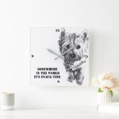 Westieの軽食のタイムレコーダー スクエア壁時計 (ホーム)