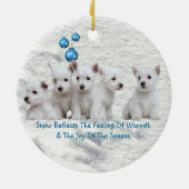 Westieはそれがオーナメント休日の挨拶の雪が降るようにしました セラミックオーナメント (裏面)