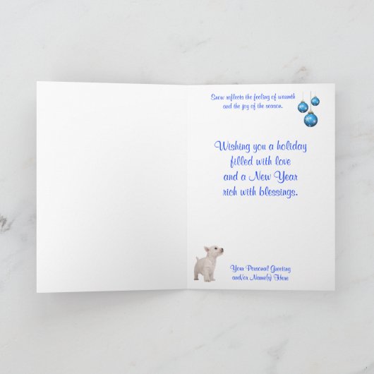 Westieはそれが挨拶カスタマイズ可能な休日の-雪が降るようにしました シーズンカード (内部)