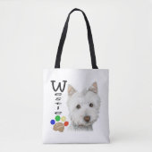 Westieはプリントのトートバックをくまなく芸術の後をつけます トートバッグ (正面)