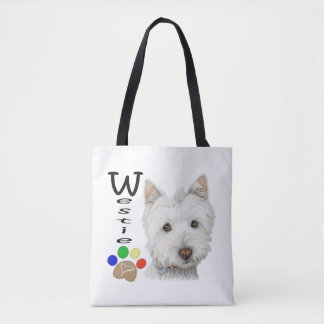 Westieはプリントのトートバックをくまなく芸術の後をつけます トートバッグ