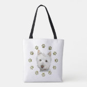 Westieはプリントのトートバックをくまなく芸術の後をつけます トートバッグ (裏面)