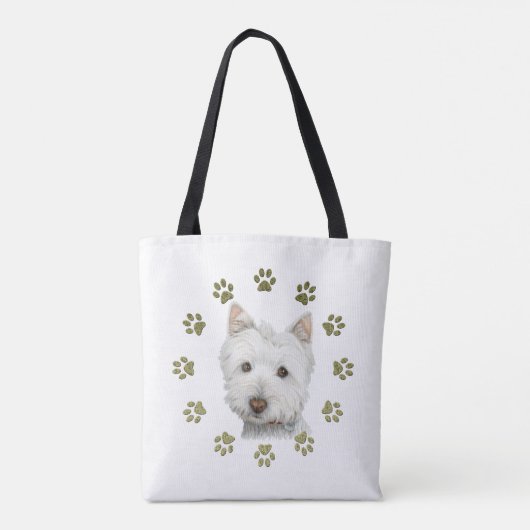 Westieはプリントのトートバックをくまなく芸術の後をつけます トートバッグ (裏面)