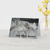 Westieは健康な写真の挨拶状をすぐに得ます カード (黄色い花)