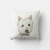 Westie犬のアメリカ人のMoJoのかわいい枕 クッション (正面)