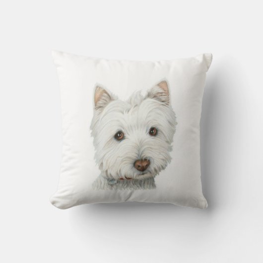 Westie犬のアメリカ人のMoJoのかわいい枕 クッション (正面)