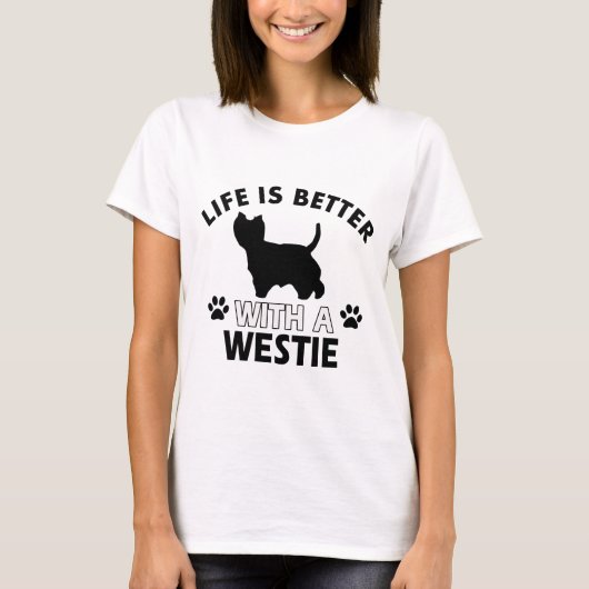 Westie犬の品種デザイン Tシャツ (正面)
