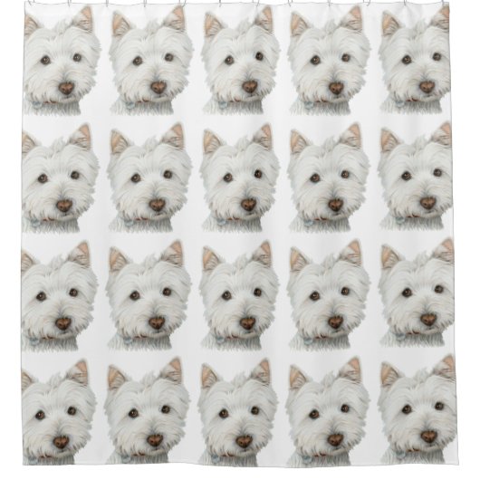 Westie犬の芸術のシャワー・カーテン シャワーカーテン (正面)