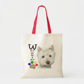 Westie犬の足のプリントの芸術のデザイン トートバッグ (正面)